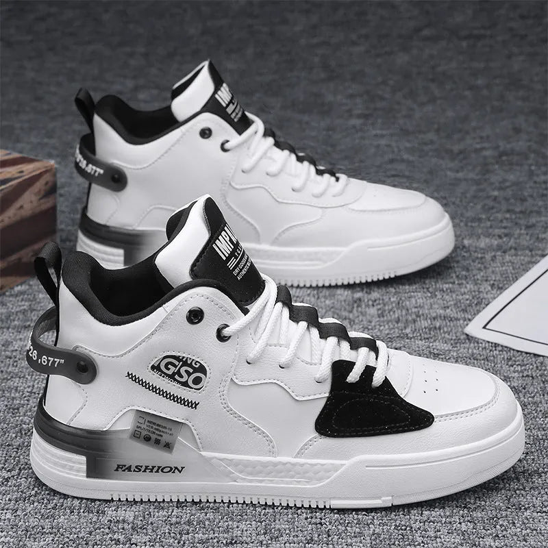 Men's high-top canvas sports casual shoes in black and gray, with slingback style and flat heel