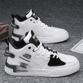 Men's high-top canvas sports casual shoes in black and gray, with slingback style and flat heel