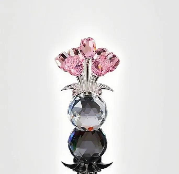 Crystal rose glass decoration in geometric Chinese style with colourful crystal appearance