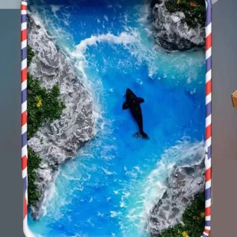 DIY bamboo marine landscape handmade model ornament with whale motifs