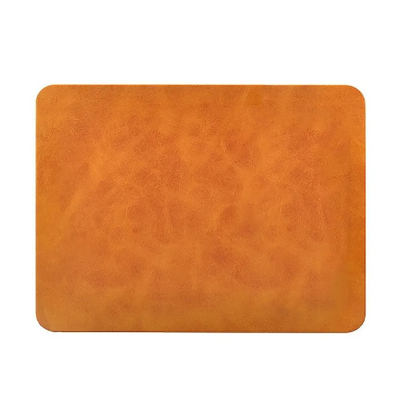 Brown PU leather wireless charging mouse pad with micro USB cable