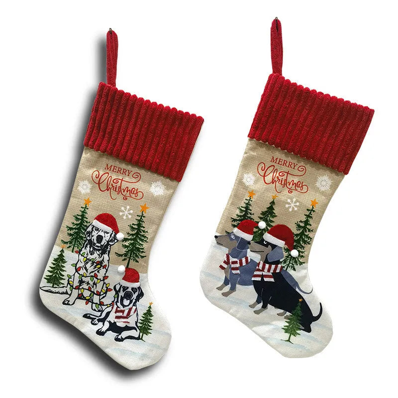 Soft cloth Christmas tree pendant gift bag ornament in pastoral or American style, dimensions 46cm by 28cm.