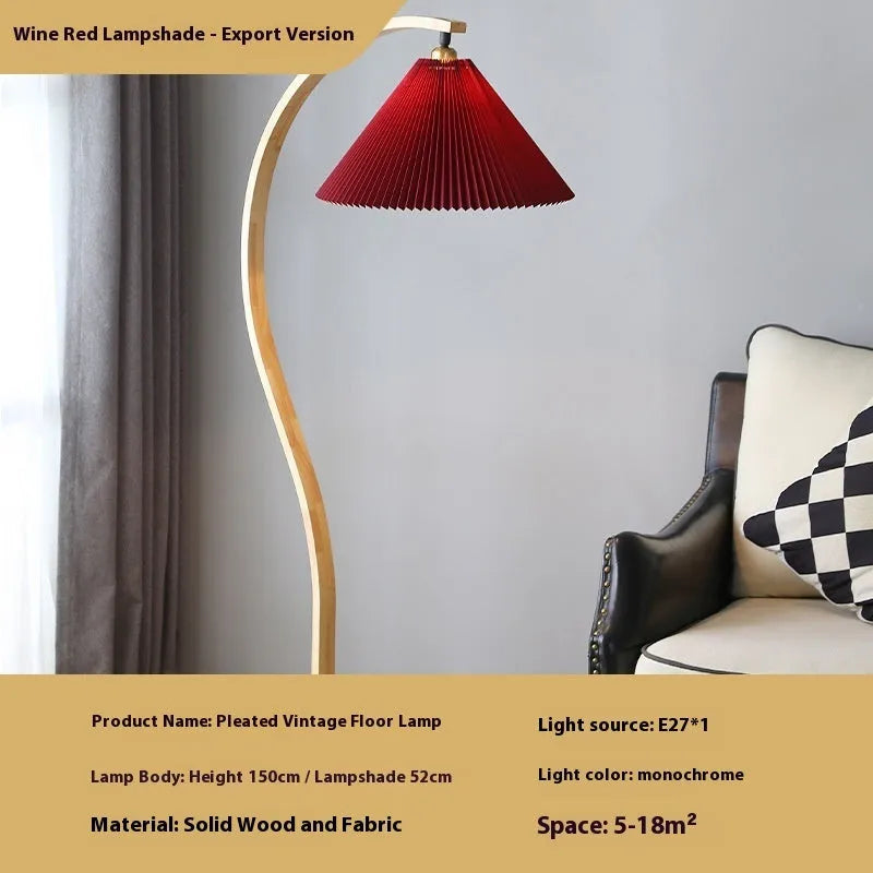 Vertical retro bedside table lamp with sofa edge design showing white and wine red colour options