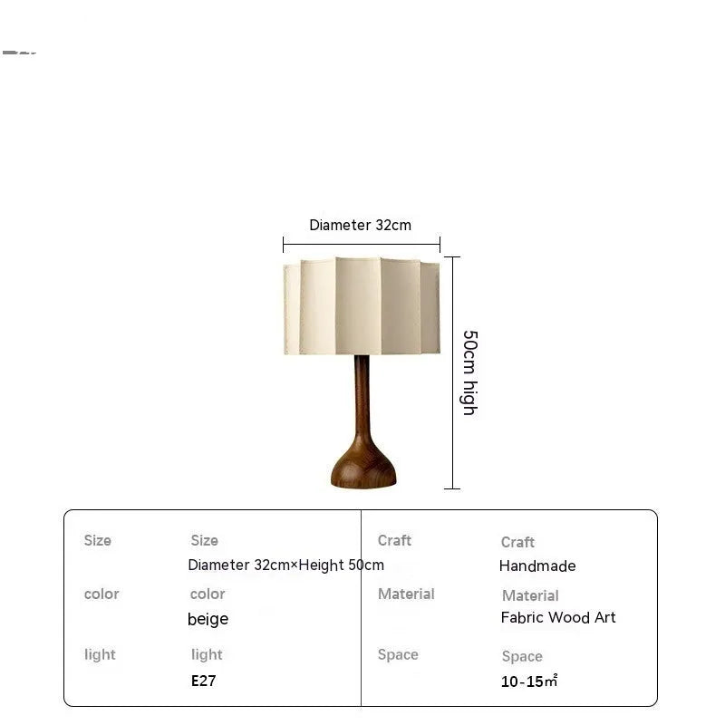Japanese-style solid wood table lamp on living room table, 32 x 50cm, three-colour light source