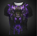 Men's grey T-shirt with a detailed 3D tiger head design printed on the chest.