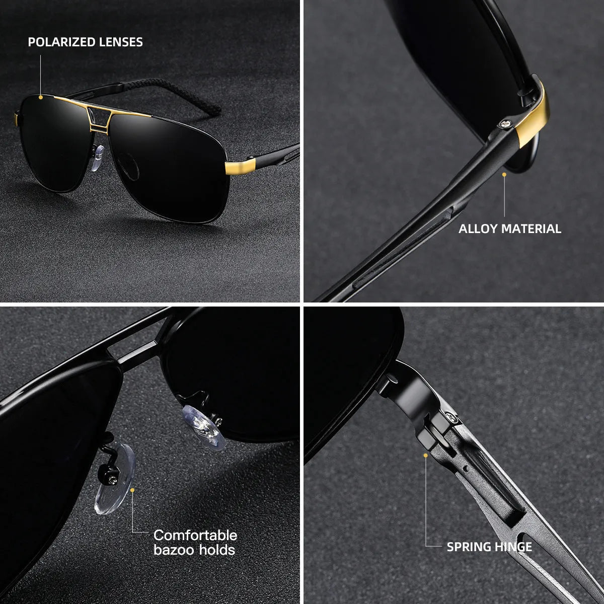 Men's polarised aviator sunglasses with orange red metal frame and HD TAC lenses