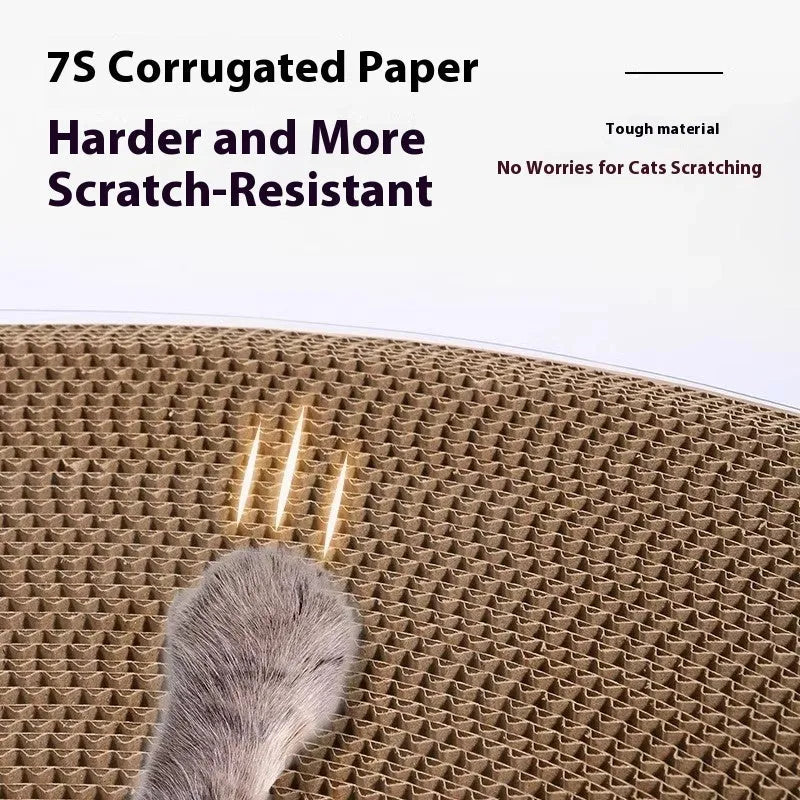 Transparent white diamond pattern cat scratch board with integrated tunnel nest.