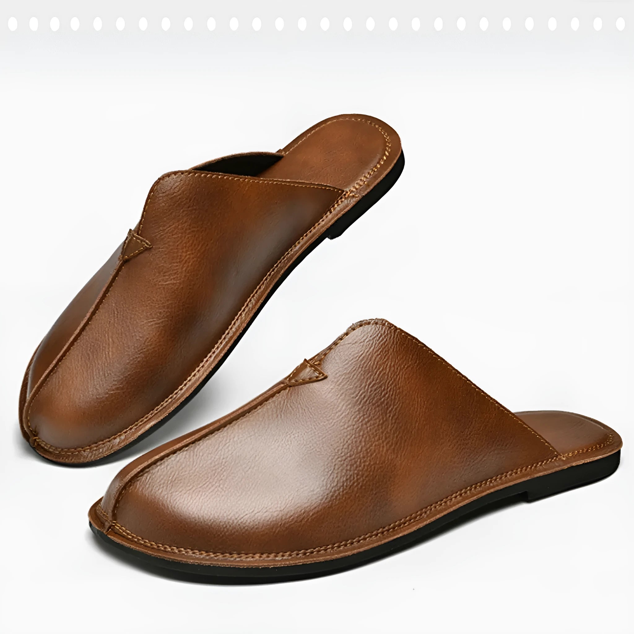 Men's retro flat beach slippers in brown with rubber sole and viscose craft, size 38-47