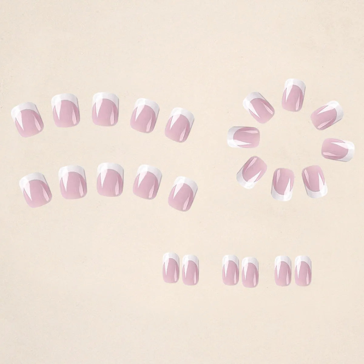 White acrylic nail tips with plaid pattern design, 24 pieces for DIY manicure extensions