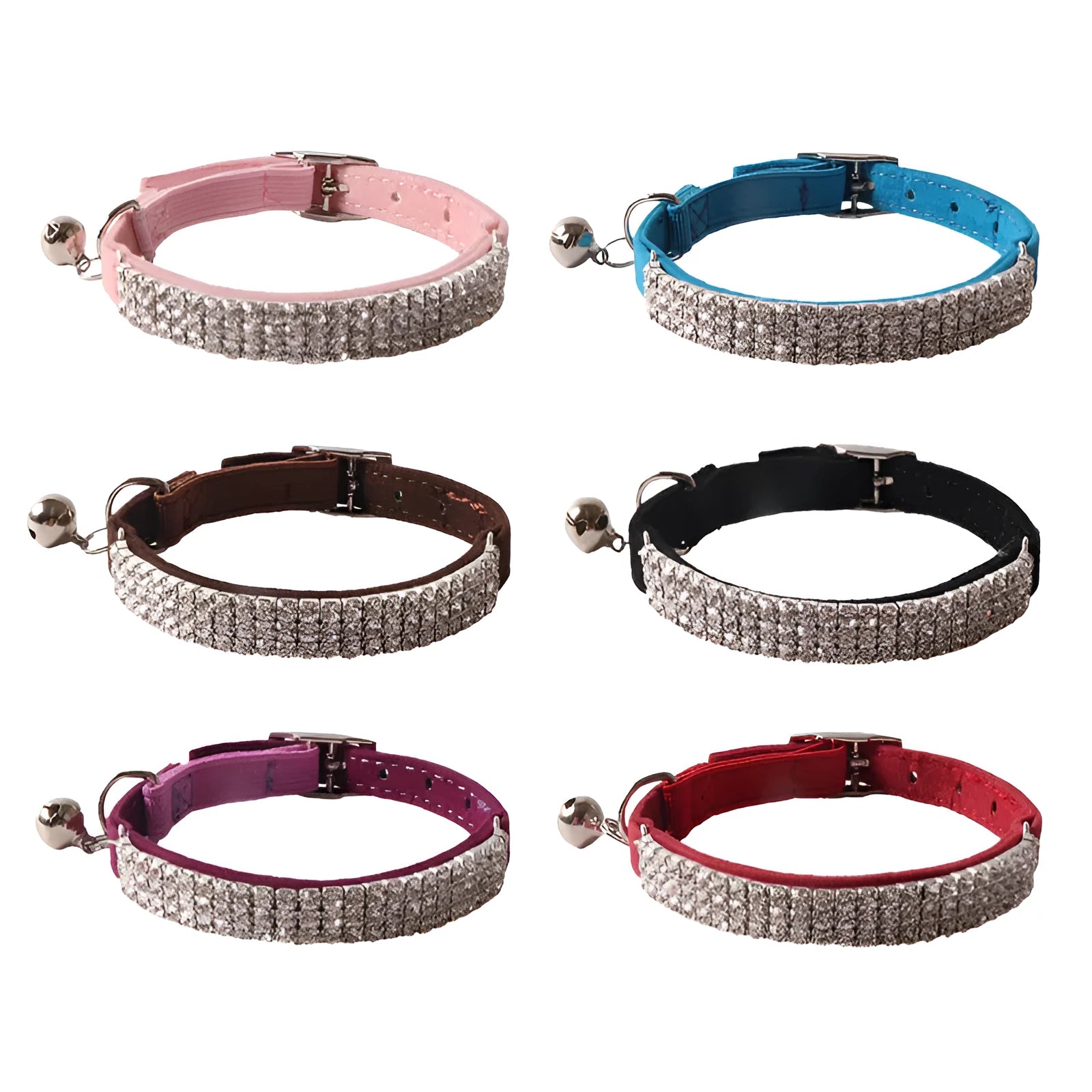 Small cat collar with elastic buckle and gang drill decoration in flocking material