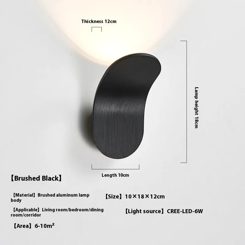 Modern simplicity living room wall light in brushed black finish measuring 100x120x180mm