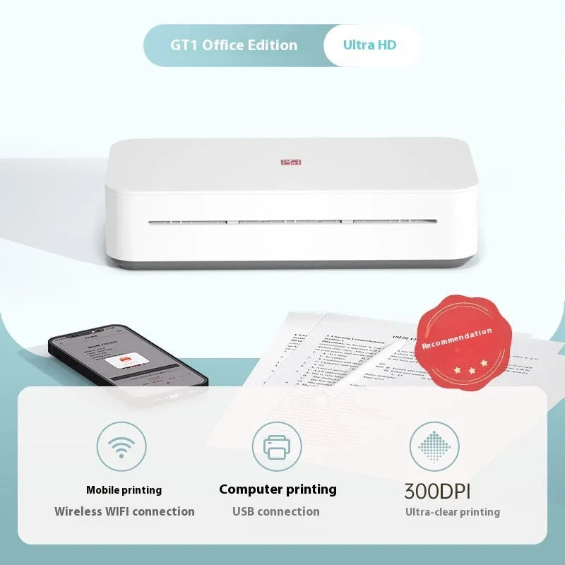 Small plastic thermal ribbon learning printer for remote homework and document printing