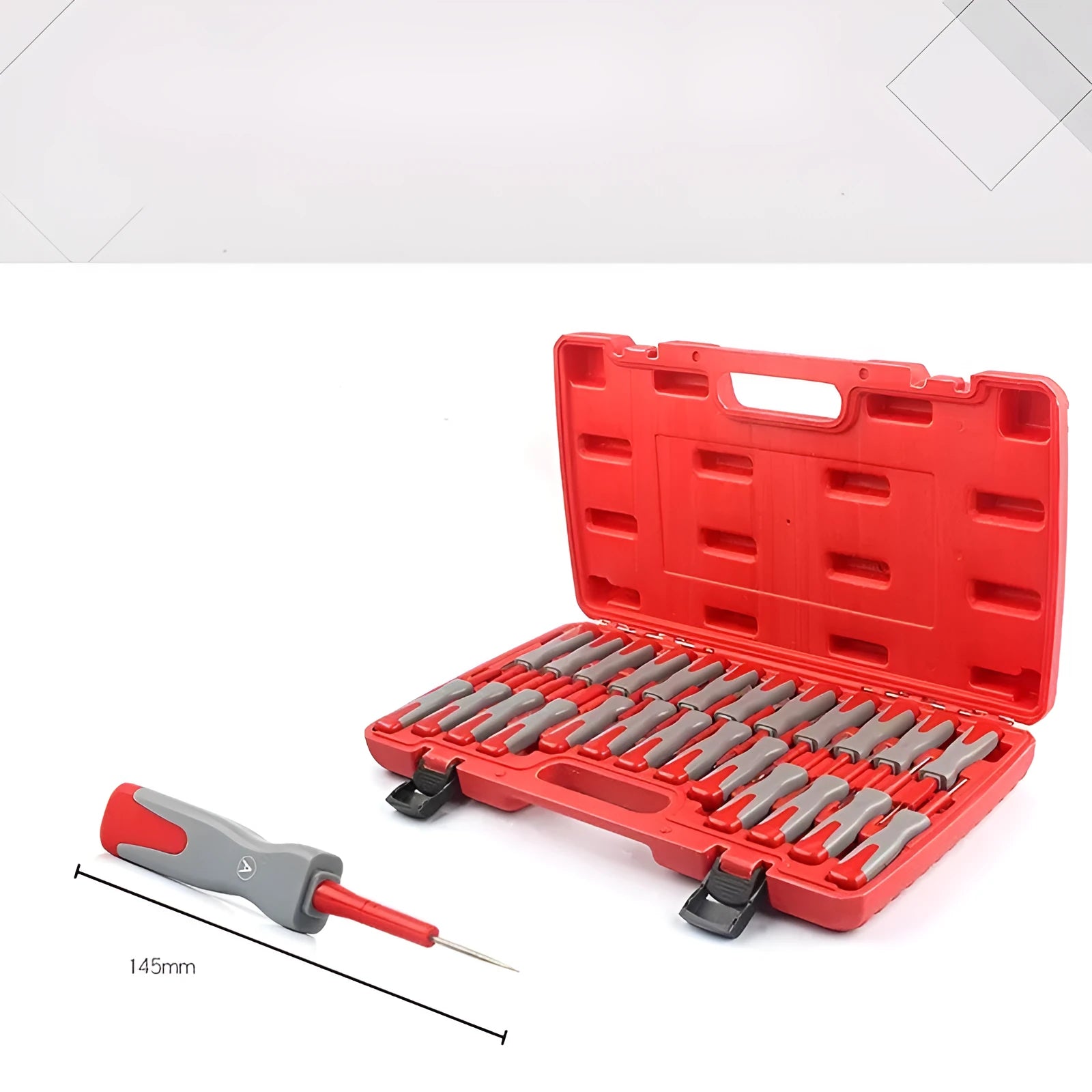 25-piece car terminal removal needle tool set in storage case for automotive electrical connector disassembly