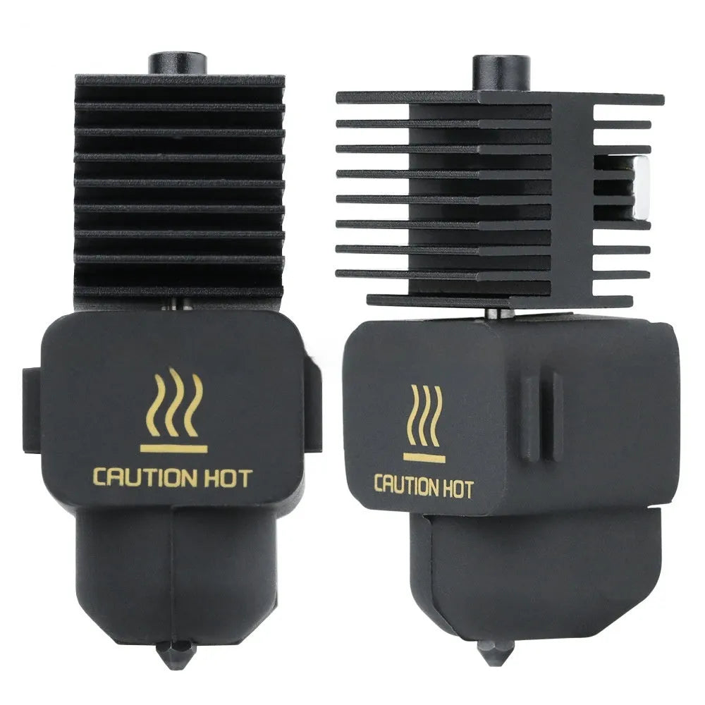 Hardened steel hot end nozzle kit with four sizes for Bambu Lab A1 Mini 3D printer, includes black silicone sleeve.