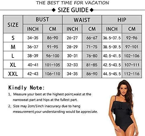 Black one-piece swimsuit with ruffled straps and side cut-out detailing.