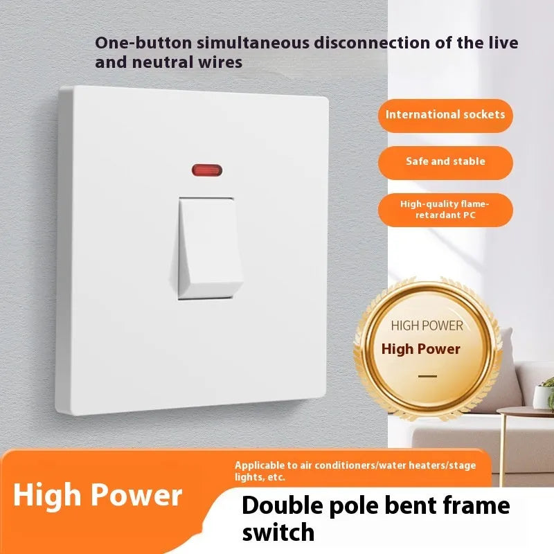 High current 3P switch with illuminated panel for water heaters and air conditioners in gold, grey or white