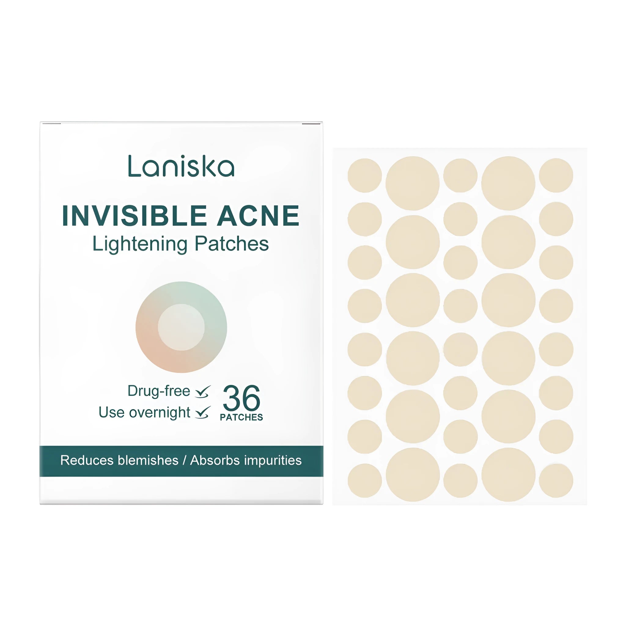 Pack of 36 local skin acne removing patches with salicylic acid and Centella asiatica