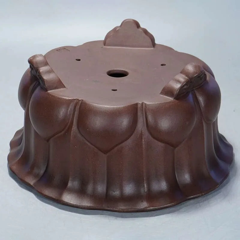 Large square antique purple sand succulent bonsai pot with petal basin design