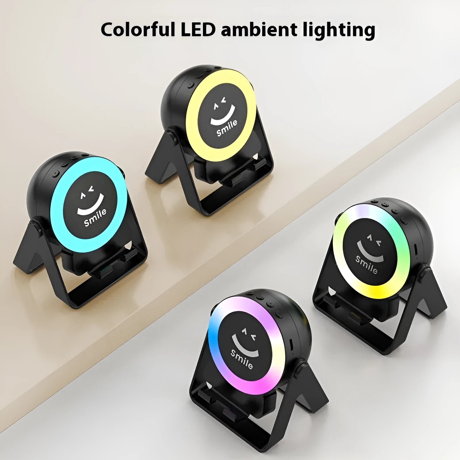 Black and white Bluetooth induction bracket speaker with LED lighting and waterproof construction