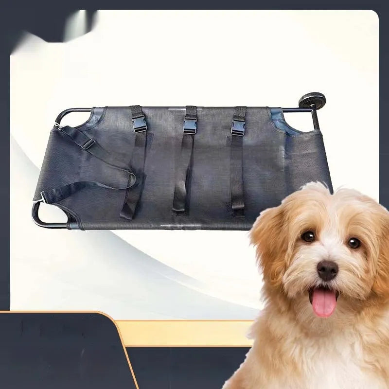 Black foldable aluminium alloy pet stretcher for large dogs in emergency transfer situations