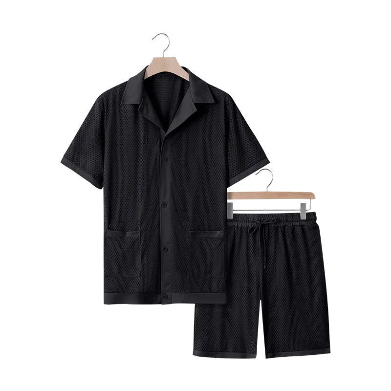 Design Beach Hawaii see-through cardigan shorts set in thin fabric for summer wear