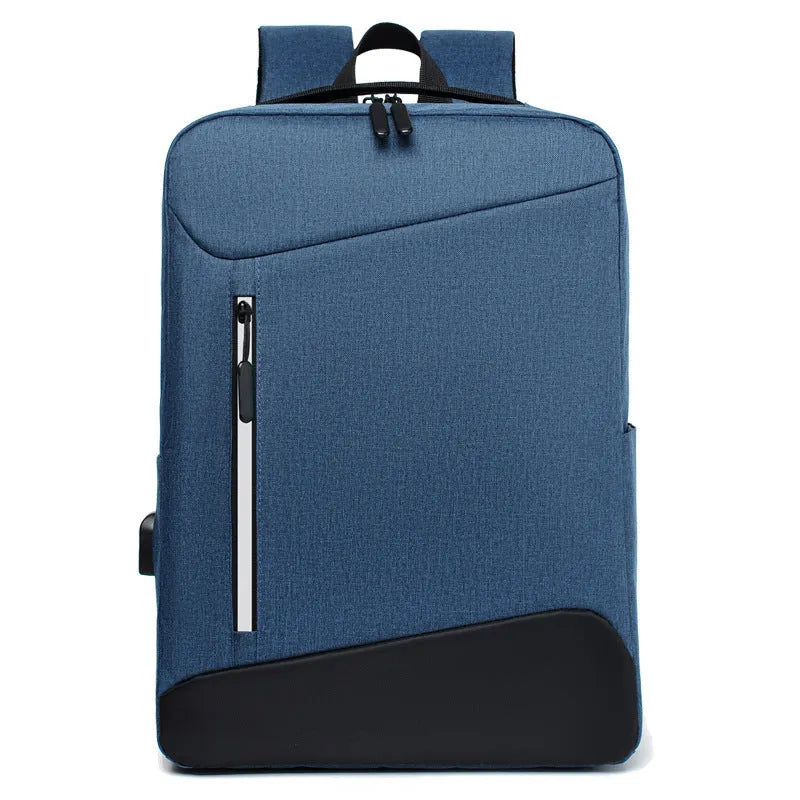 Black waterproof Oxford cloth laptop backpack with curved straps for business travel