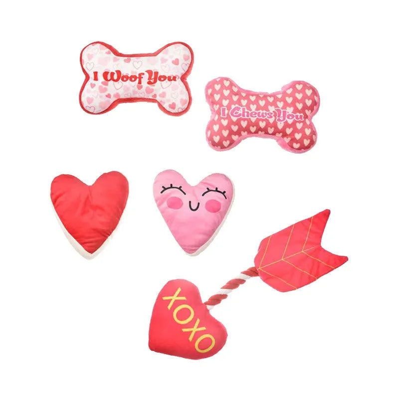 PP material pet plush dental toy with vocalisation feature in four colour options