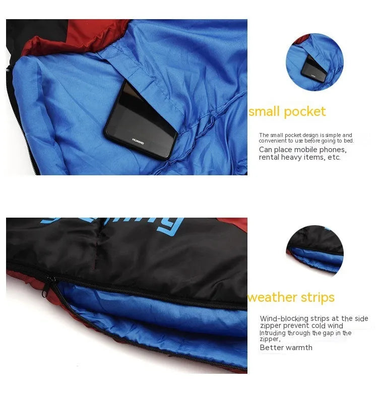 Outdoor mummy-style sleeping bag with compression sack shown in army green colour