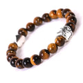Tigereye and Indian agate stone bead bracelet with dog paw and love heart geometric charms