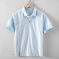 Men's loose-fit casual shirt in a cotton and linen blend, shown in a solid colour.