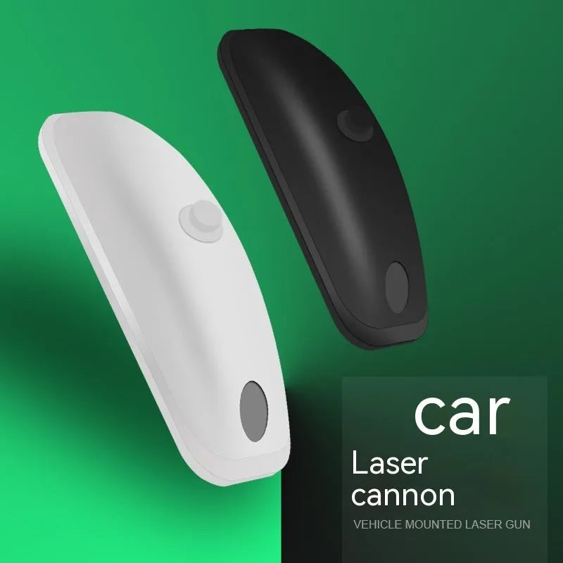 Black remote control LED strobe light with charging cable on a white background.