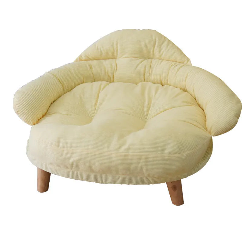 Four Seasons solid wood off-ground thick cat bed in green for indoor cats