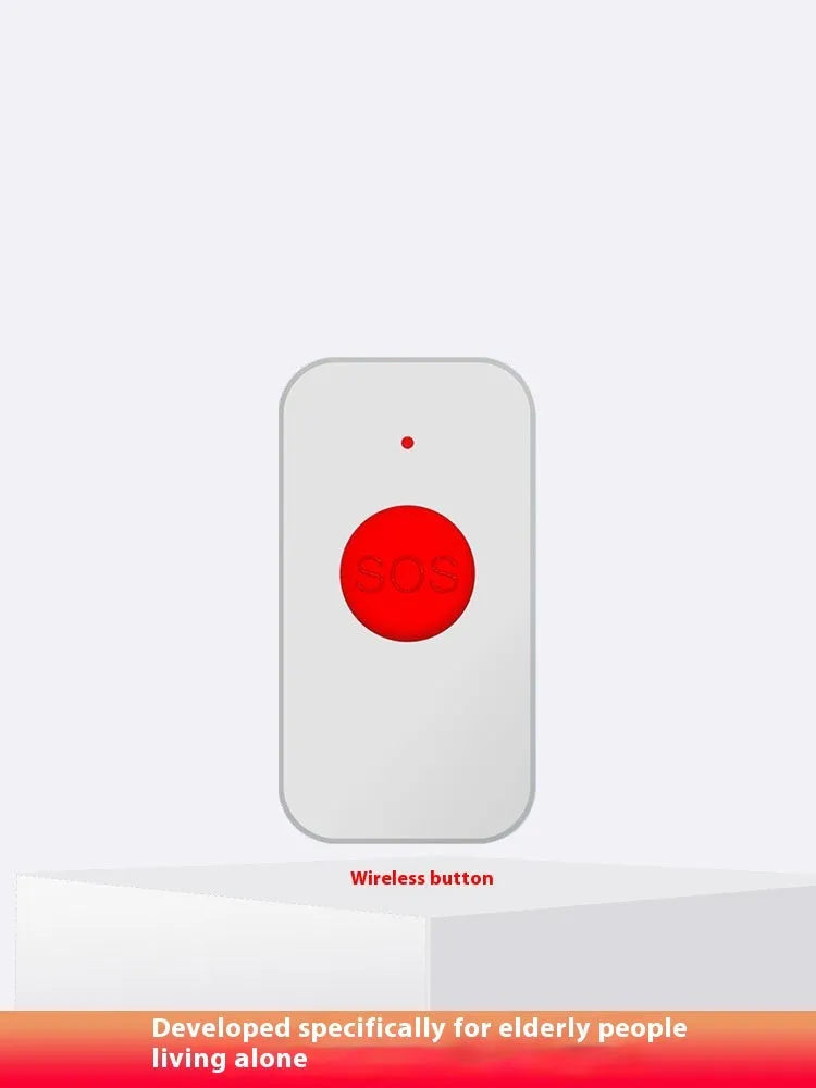 White elderly emergency alert device with one main buzzer unit and three wireless emergency buttons