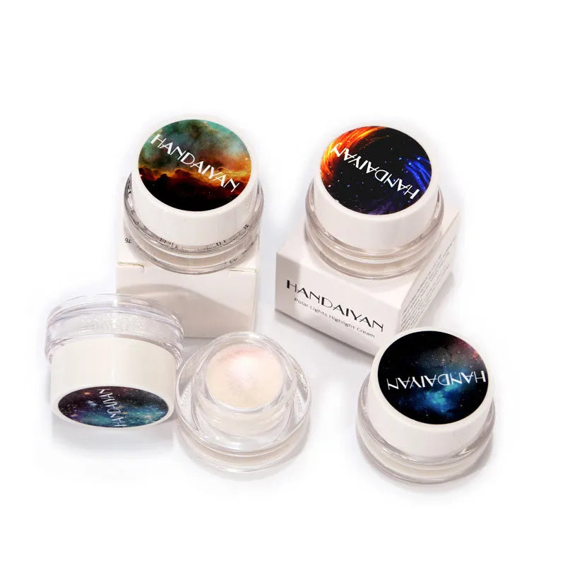 5-colour Aurora Chameleon highlighter shimmer eyeshadow bronzer contour palette in compact 3.5cm by 2.5cm size