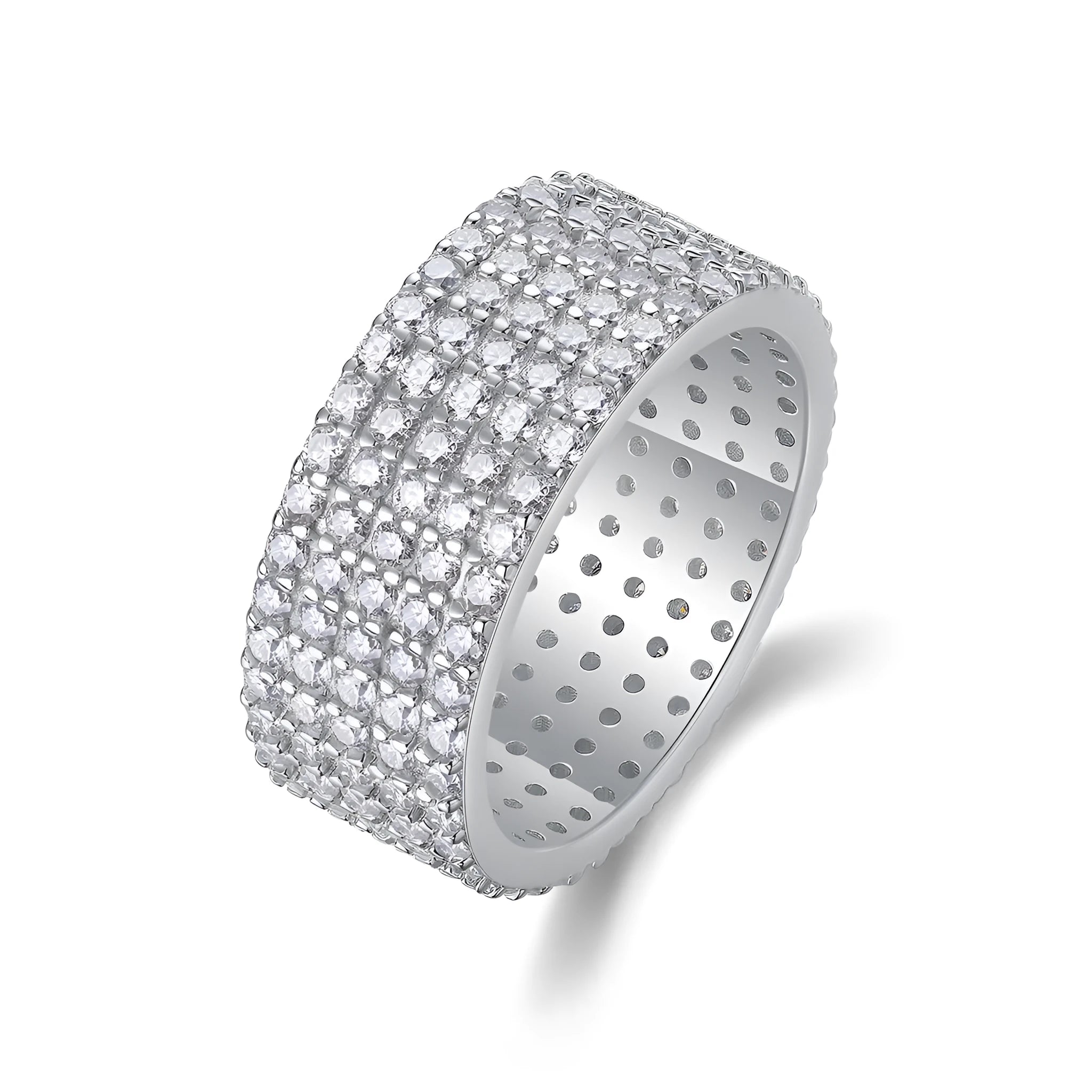 Moissanite wedding ring set in S925 silver with platinum plating, under 0.1 carat, gift box