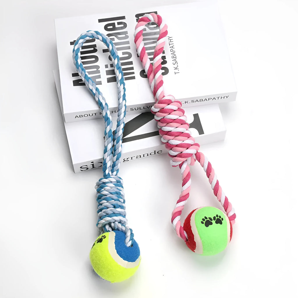 38cm braided cotton string dog rope toy in red and white colours for medium to large breeds