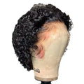Black human hair pixie wig with lace front in dark brown/black colour 13x1.