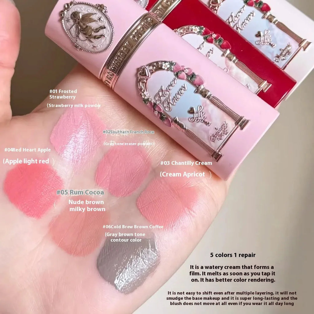 Strawberry Cupid series liquid blush in six shades for a natural cheek colour.