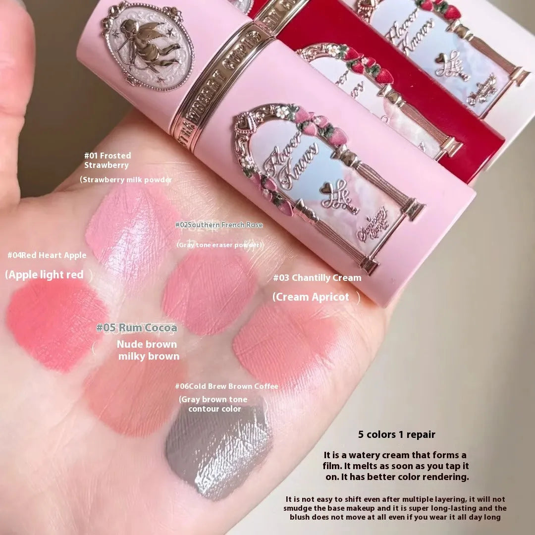 Strawberry Cupid series liquid blush in six shades for a natural cheek colour.