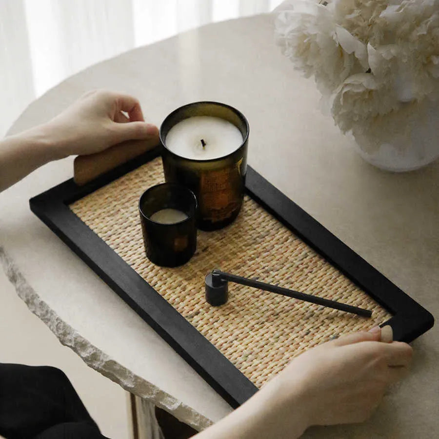 Pine wood dining tray with compartment design for tea room serving