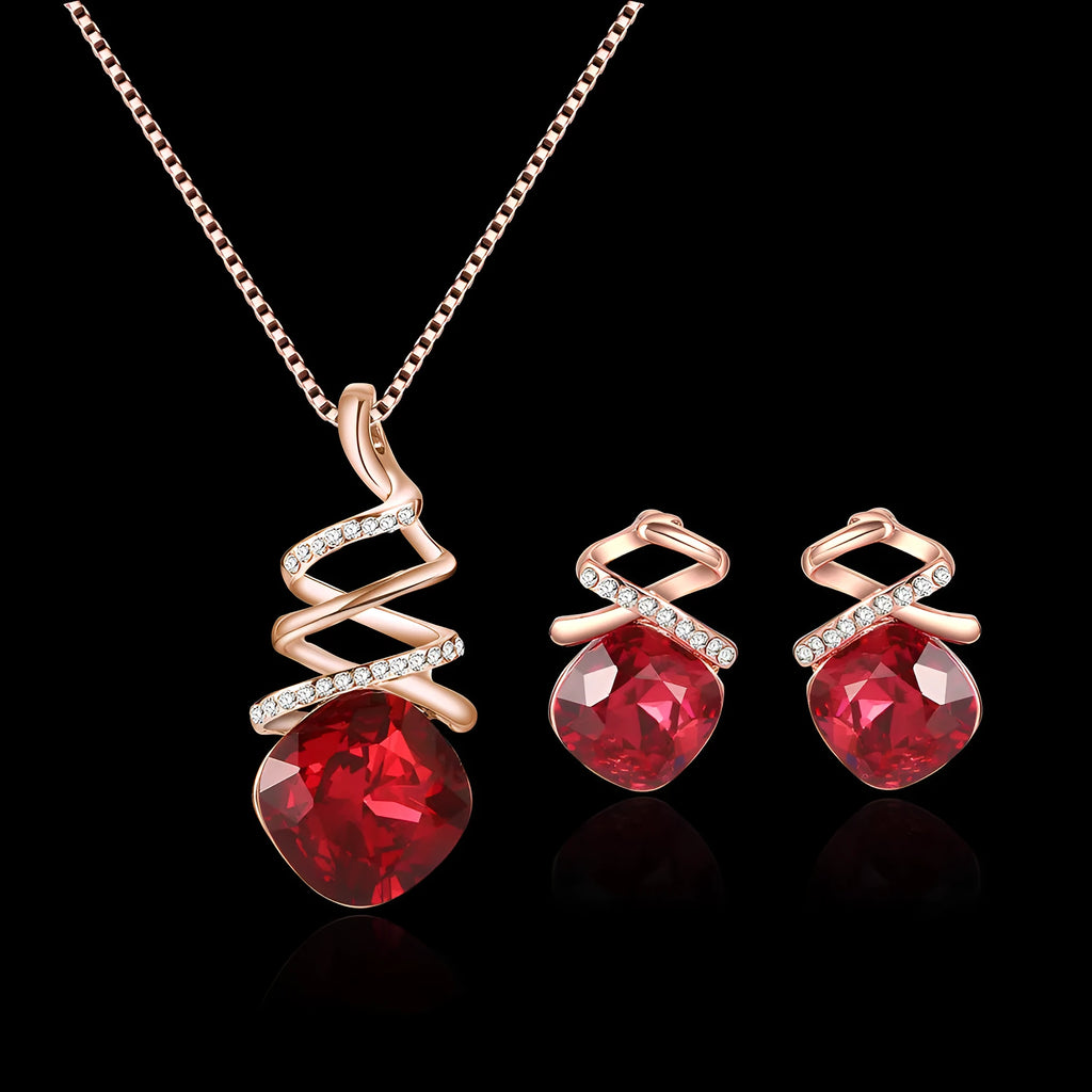 Alloy bridal jewelry set with water wave chain necklace and matching earrings silver tone