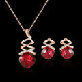 Alloy bridal jewelry set with water wave chain necklace and matching earrings silver tone