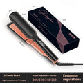 Hair straightener with digital temperature display showing 207°C setting and negative ion technology