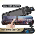Car rearview mirror camera with 9.88 inch touch screen and motion detection placed over vehicle mirror
