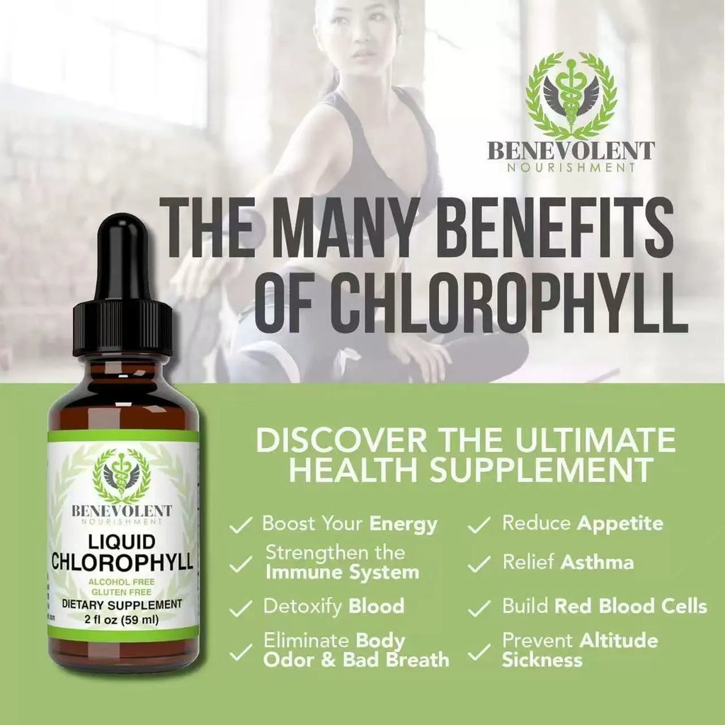 60ml bottle of natural chlorophyll drops for adult body odour and intestinal care