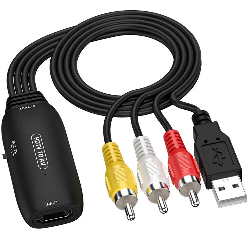 HDMI to AV converter cable with 110cm length and 1080p resolution support