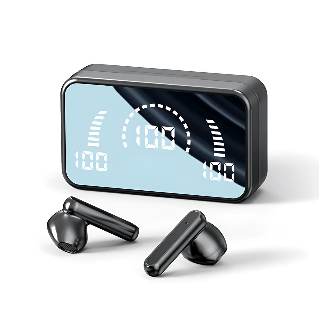 S20 wireless Bluetooth earphone in-ear with LED and microphone, available in black