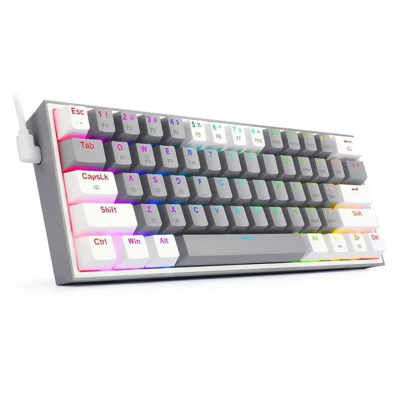 White pink RGB mechanical keyboard with multimedia keys and ergonomic design
