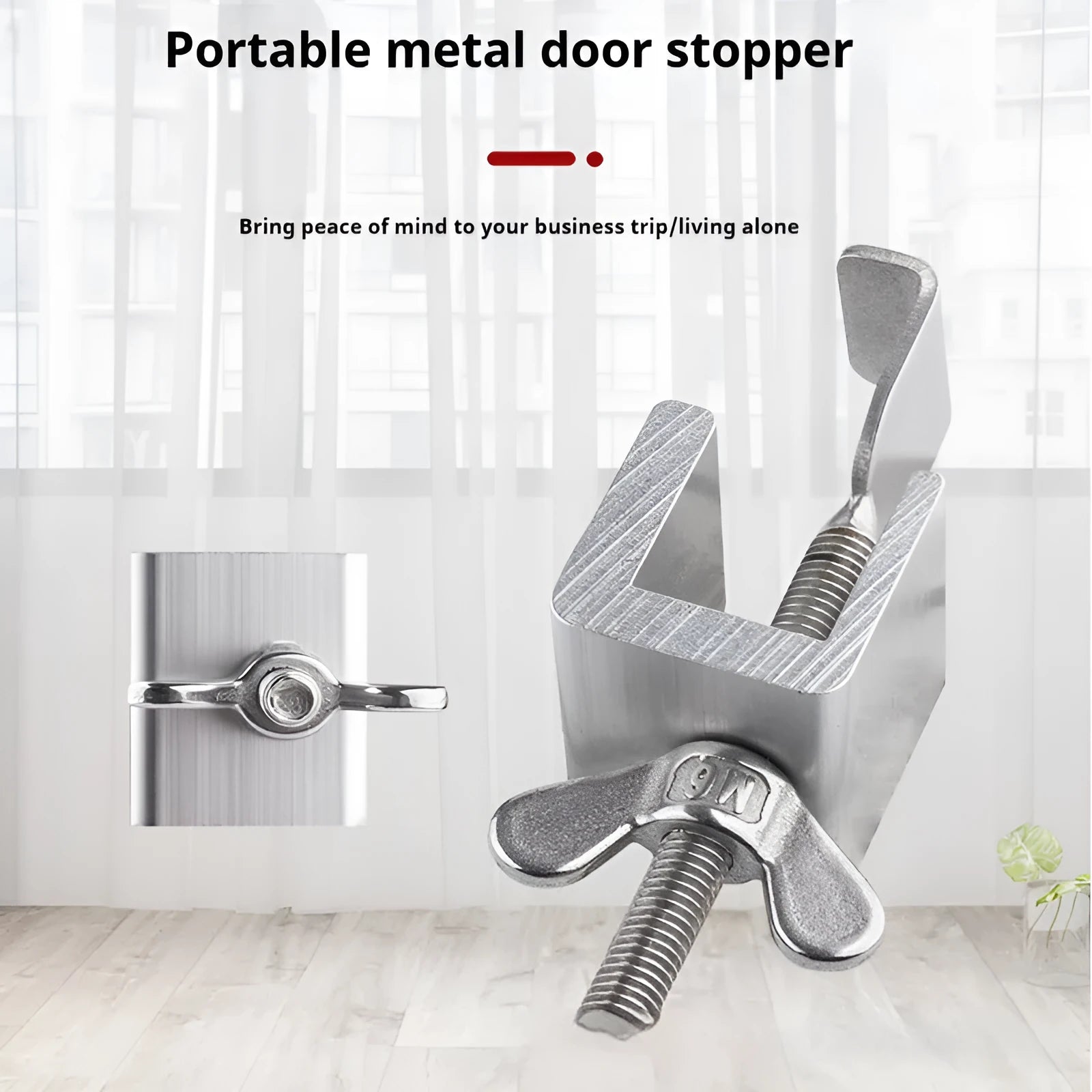Portable hotel security lock door stopper made from stainless steel and aluminium alloy for travel use
