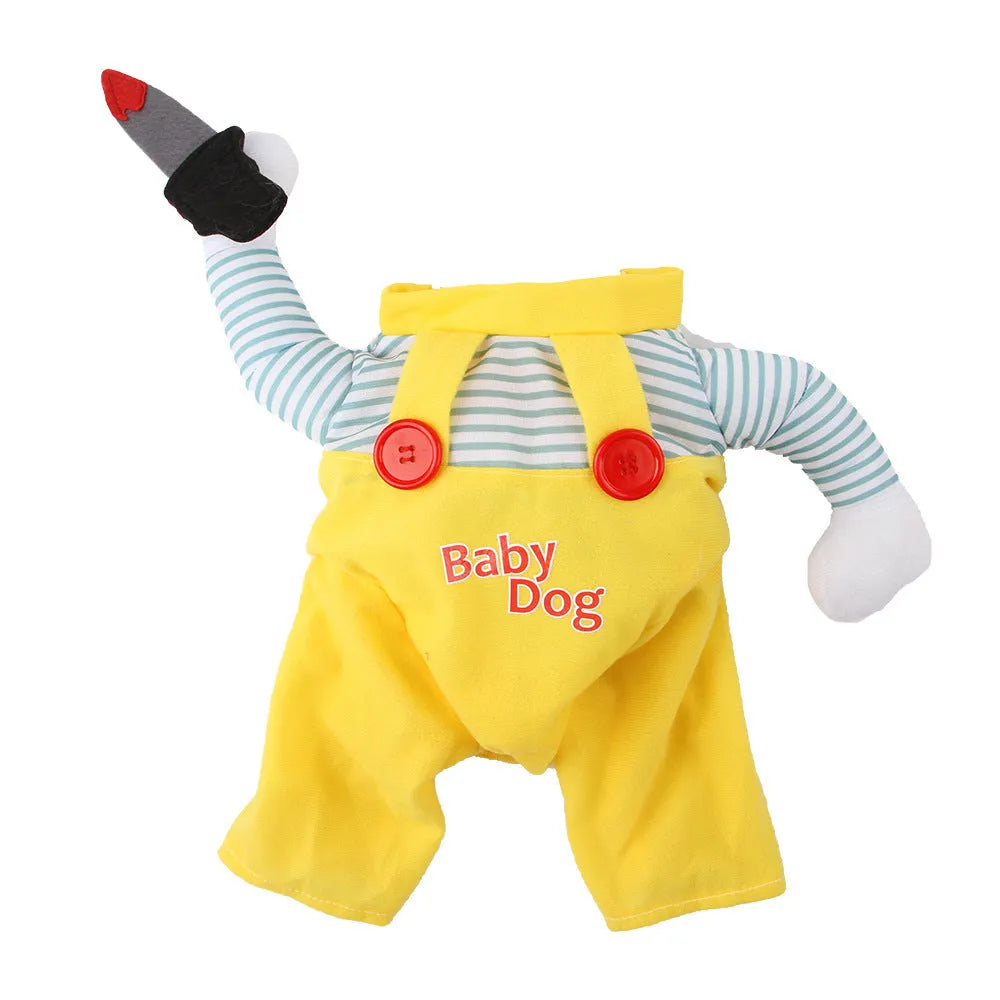 Yellow sword assassin cat costume in polyester pet clothing showing B02405 colour